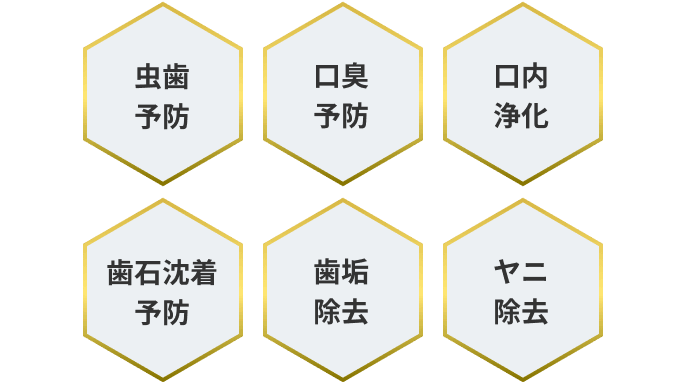 虫歯予防・口臭予防・口内浄化・歯石沈着予防・歯垢除去・ヤニ除去